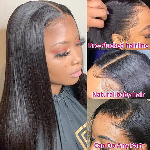 Straight Human Hair 13x4 HD Lace Front Wigs Transparent Lace Frontal Wig