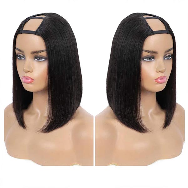 Short Bob U Part Wig Brazilian Straight Human Hair Wigs For Women