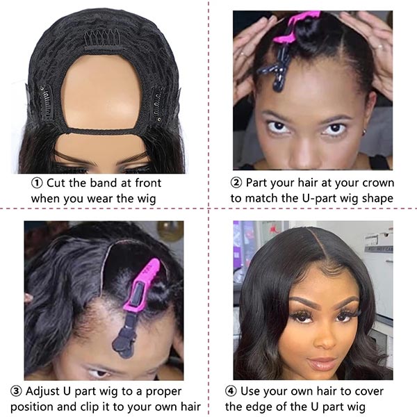 Body Wave Human Hair Wig Affordable U Part Wig No Glue