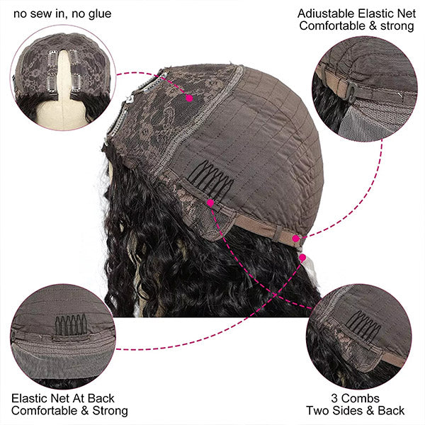 V Part Wig Stright Human Hair Wigs Free Part Glueless Wigs