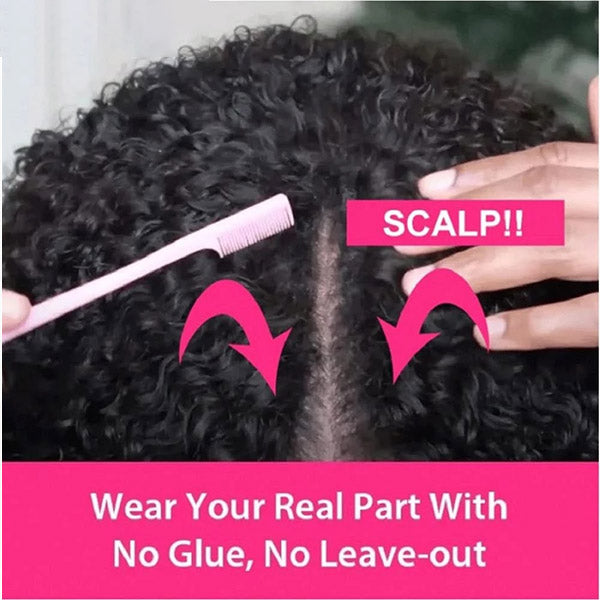 Body Wave V Part Wig No Leave Out No Glue Human Hair Wigs