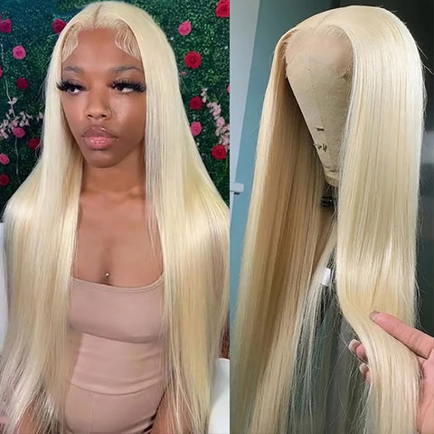 613 Honey Blonde 4x4 Lace Closure Wig Straight Human Hair HD Lace Wigs