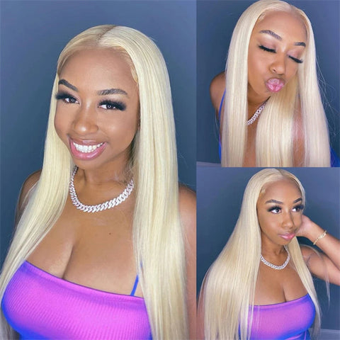 Honey Blonde Wigs Straight Hair Full Lace Human Hair Wigs Transparent 613 Wig