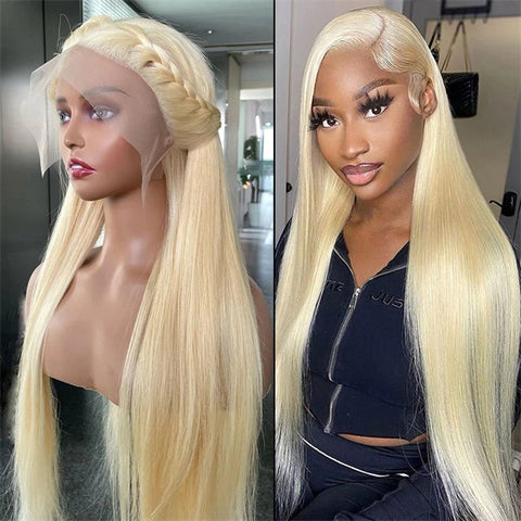 Honey Blonde Wigs Straight Hair Full Lace Human Hair Wigs Transparent 613 Wig