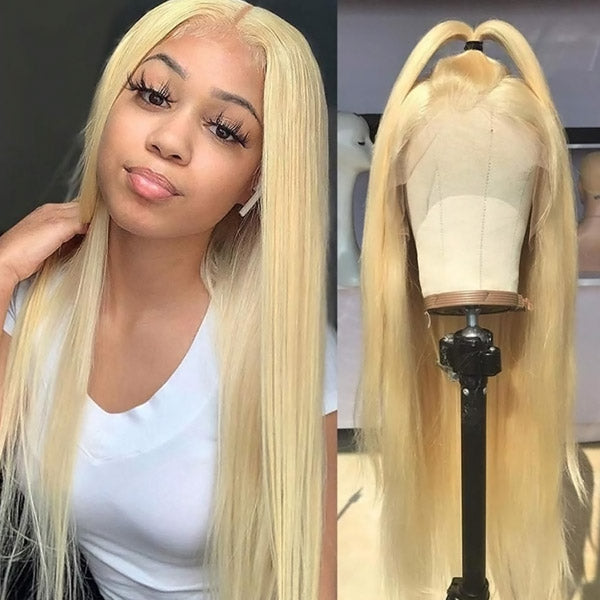 613 Blonde Hair 13x4 Lace Front Wig HD Transparent Straight Human Hair Wigs