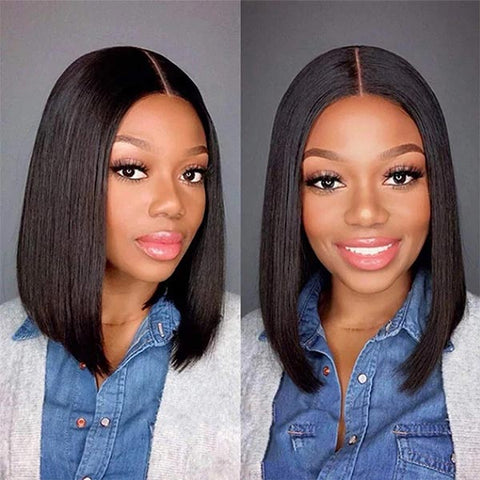 Short Bob U Part Wig Brazilian Straight Human Hair Wigs For Women