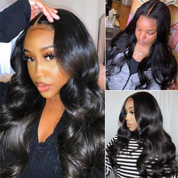 Body Wave Human Hair Wig 200% Density 13x4 Lace Front Wigs With Baby Hair