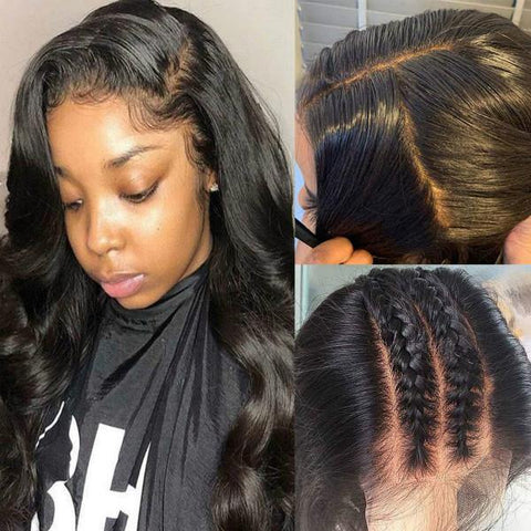 Body Wave Human Hair Wig 200% Density 13x4 Lace Front Wigs With Baby Hair