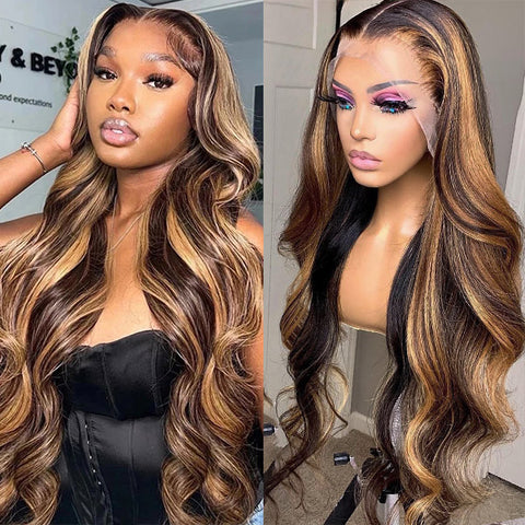 T Part Wig Body Wave Hair Highlight Wig Human Hair Lace Front Wigs