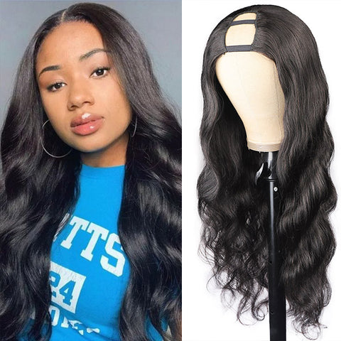 Body Wave Human Hair Wig Affordable U Part Wig No Glue