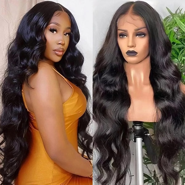 4x4 Body Wave Lace Closure Wig Transparent Lace Wigs Peruvian Human Hair Closure Wigs