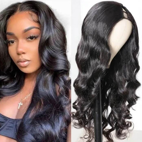 Body Wave Human Hair Wig Affordable U Part Wig No Glue