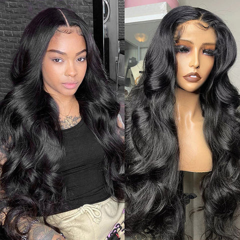 Glueless Lace Front Wigs HD Transparent Body Wave 13x4 Lace Frontal Wig Dome Cap No Glue