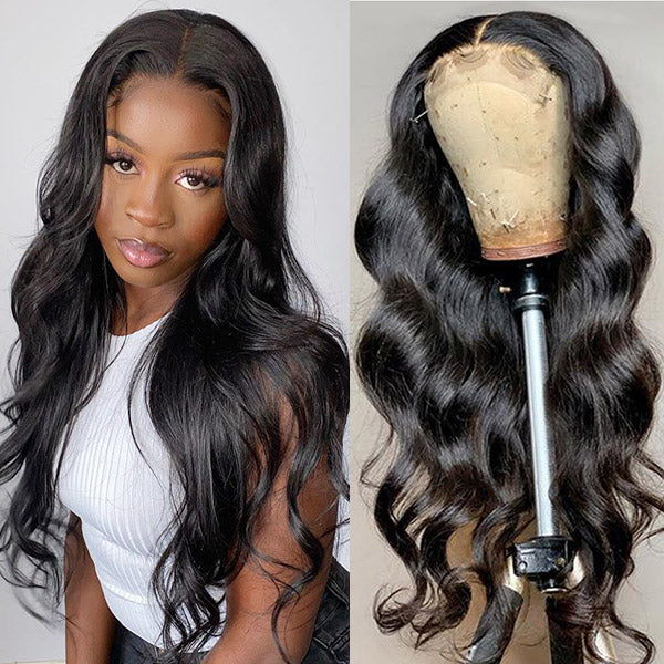 Gluess Human Hair Wigs 4x4 Lace Closure Wigs Body Wave Wig No Glue Pre-Cut HD Lace Wig