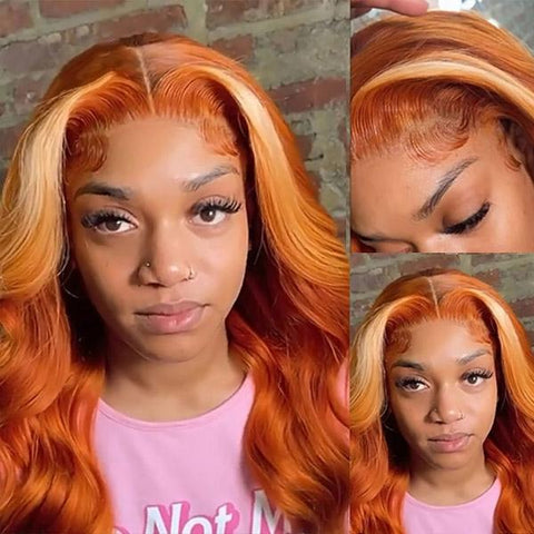 Ginger Blonde Wig 13x4 HD Lace Front Wig Body Wave Human Hair Wigs