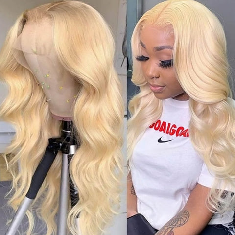 613 Blonde Hair Lace Front Wig Body Wave Human Hair Wigs HD Transparent 13x4 Lace Front Wig