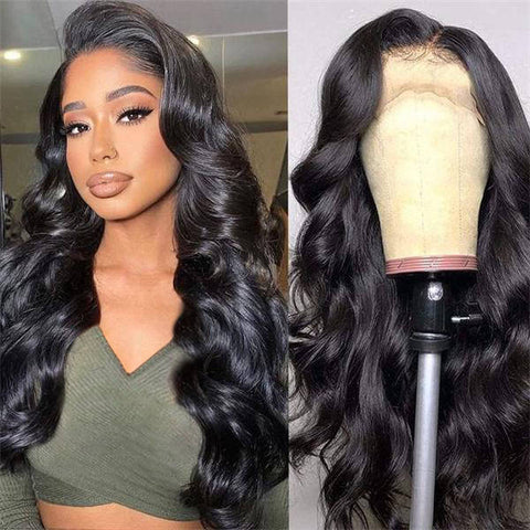 13x4 HD Lace Front Wigs Body Wave Pre Plucked Transparent Human Hair Wigs