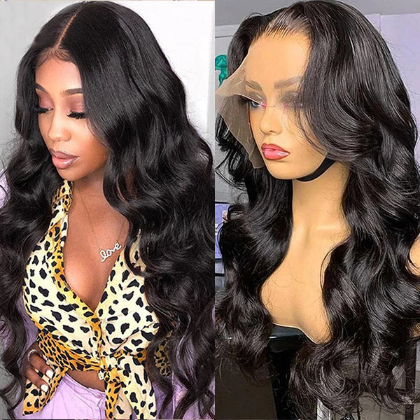 Body Wave Human Hair Wig 200% Density 13x4 Lace Front Wigs With Baby Hair