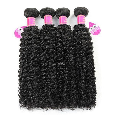 Brazilian Curly Human Hair 4 Bundles With 4*4 Lace Closure 10A Remy Virgin Hair Weave - MeetuHair