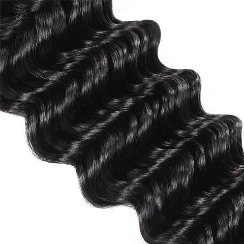 Brazilian Deep Wave Virgin Human Hair 3 Bundles with 4*4 Lace Closure - MeetuHair