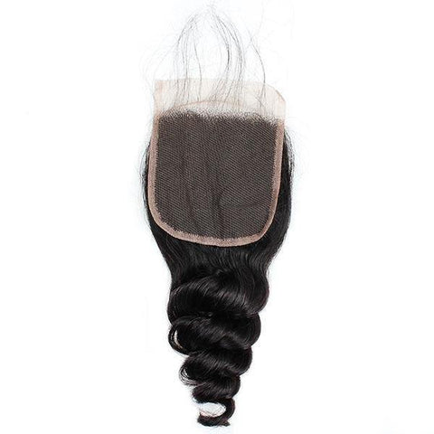 Brazilian Loose Wave Virgin Human Hair 3 Bundles with 4*4 Lace Closure - MeetuHair