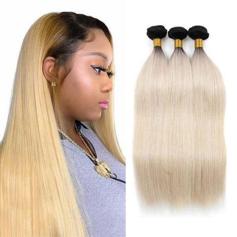 Brazilian Straight Hair T1b/613 Ombre Blonde Hair 3 Bundles - MeetuHair