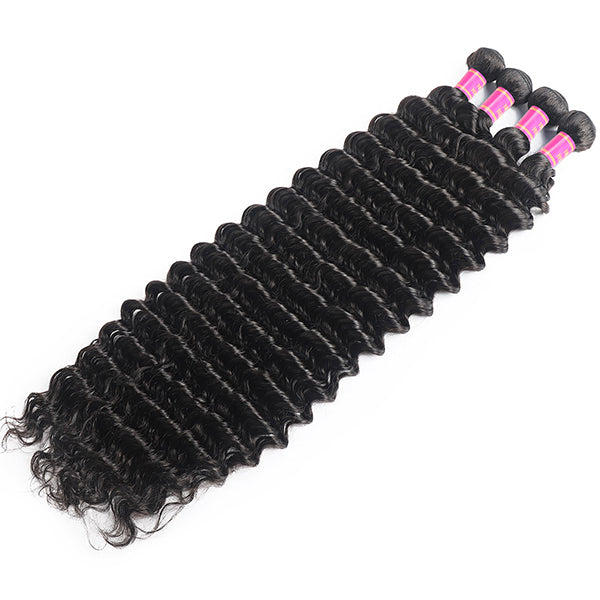 Meetu 10A Peruvian Human Hair 4 Bundles Deep Wave Virgin Remy Human Hair Weave