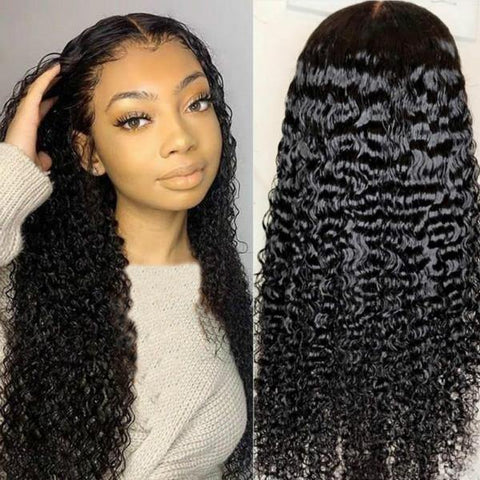 Gluless Wigs Curly Wave 4x4 Lace Closure Wig Wear & Go No Glue Human Hair Lace Wigs
