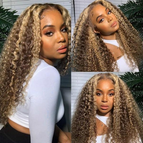 Curly Hair Wigs Highlights Wigs 13x4 Lace Front Wig - MeetuHair