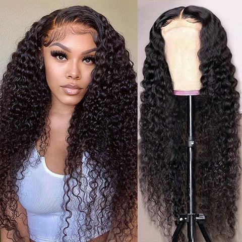 Deep Wave Lace Closure Wig 6x6 Lace Closure Human Hair Wigs Pre Plucked