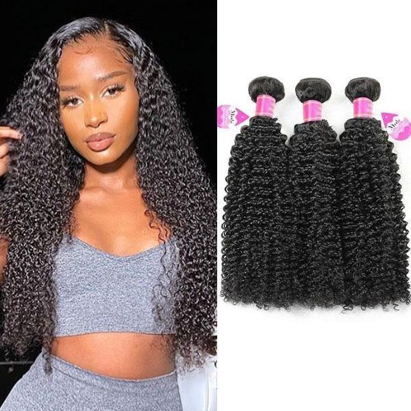 Curly Human Hair 3 Bundles 10A Virgin Remy Indian Human Hair Weave - MeetuHair