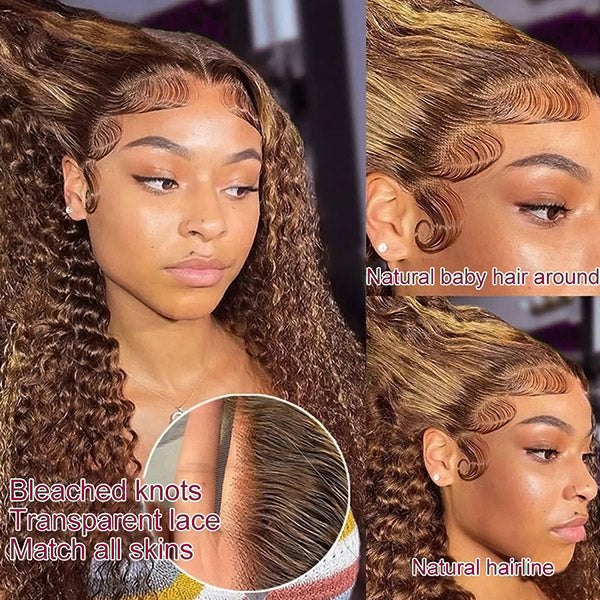 Highlight Curly Wig 13x4 Lace Front Wig Curly Human Hair Wigs Highlight Lace Front Wig