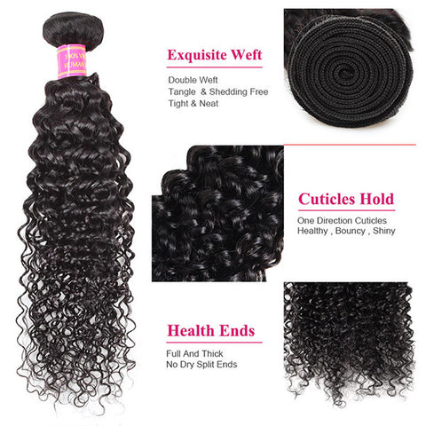 Meetu Hair 100% Virgin Hair Extensions Kinky Curly Human Hair Weave 1 Bundle