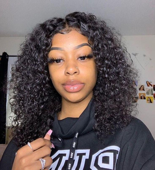 T Part Wig Curly Hair Lace Wigs Human Hair Short Bob Wigs