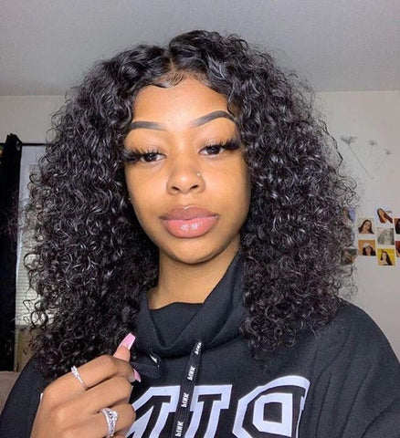 T Part Wig Curly Hair Lace Wigs Human Hair Short Bob Wigs