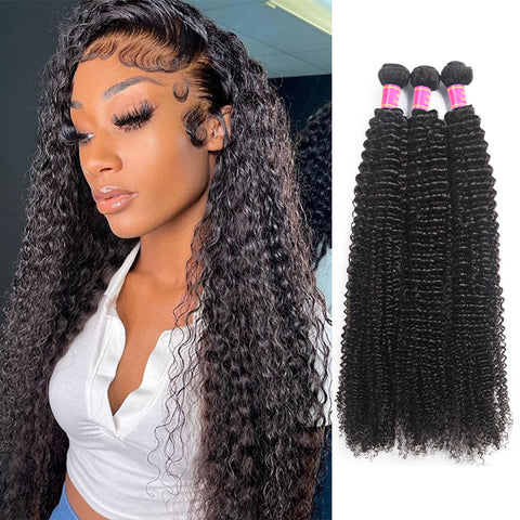 Curly Human Hair 3 Bundles 10A Virgin Remy Indian Human Hair Weave