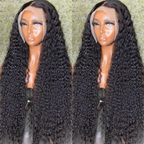 Kinky Curly Wave Human Hair 360 Lace Frontal Wigs HD Glueless 13x4x1 T Part Human Hair Wigs