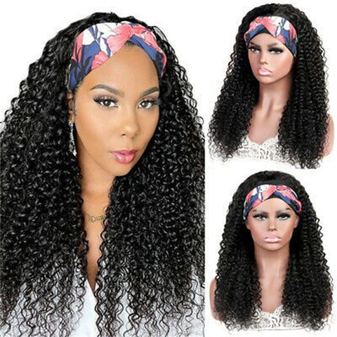 Curly Headband Wig Glueless Human Hair Wig Half Wigs with Headbands