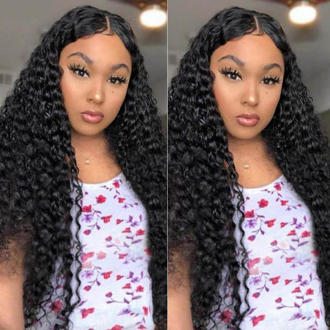 Deep Wave 4*4 Lace Front Wig 10A Peruvian Virgin Human Hair Wigs - MeetuHair