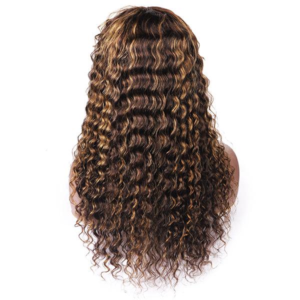 Deep Wave Hair Wig With Bangs Highlights Wig - MeetuHair