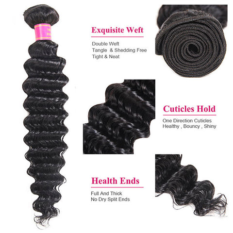 Meetu Malaysian Virgin Hair Deep Wave Human Hair 3 Bundles