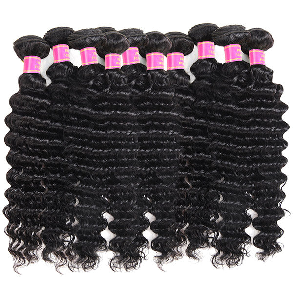 Wholesale Deep Wave Human Hair Bundles 10 Pieces Unprocessed Virgin Human Hair