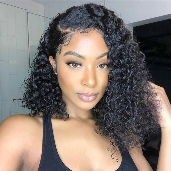 Deep Wave 13x4 Lace Front Wigs 100% Human Hair Short Bob Wigs