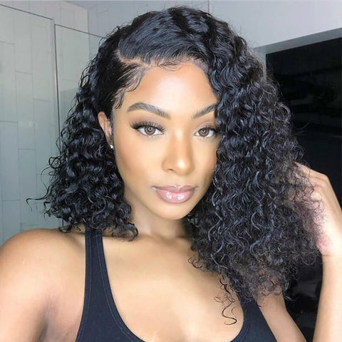 Deep Wave 13x4 Lace Front Wigs 100% Human Hair Short Bob Wigs