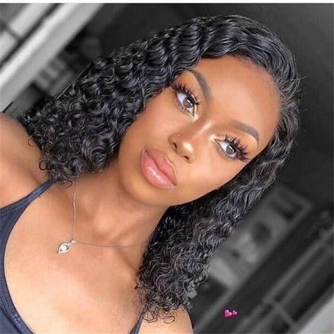 Deep Wave Bob Wig Bob Lace Frontal Wigs Human Hair Short Bob Wigs
