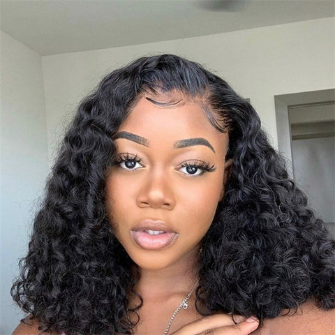 Deep Wave Bob Wig Bob Lace Frontal Wigs Human Hair Short Bob Wigs