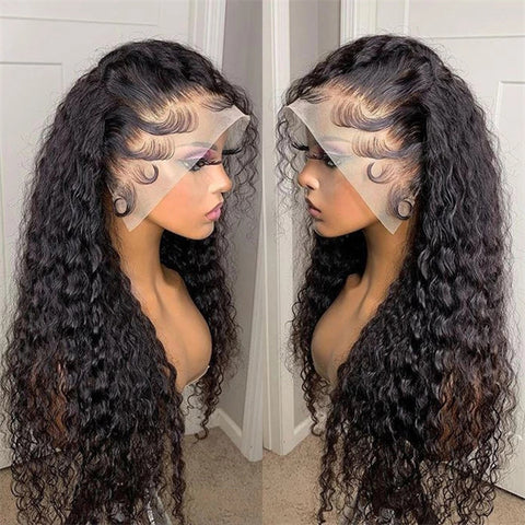 Full Lace Human Hair Wigs for Women HD Transparent Deep Wave Full Lace Wig Pre Plucked