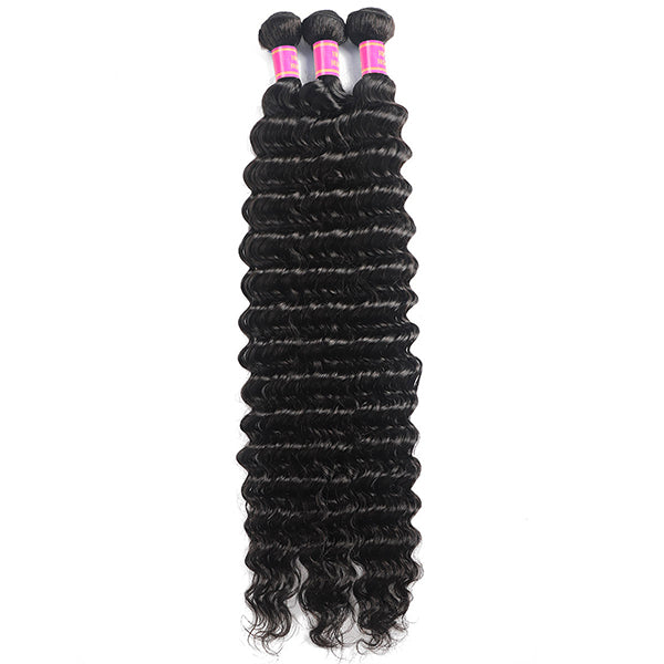 Brazilian Deep Wave Hair 3 Bundles Virgin Human Hair Weave