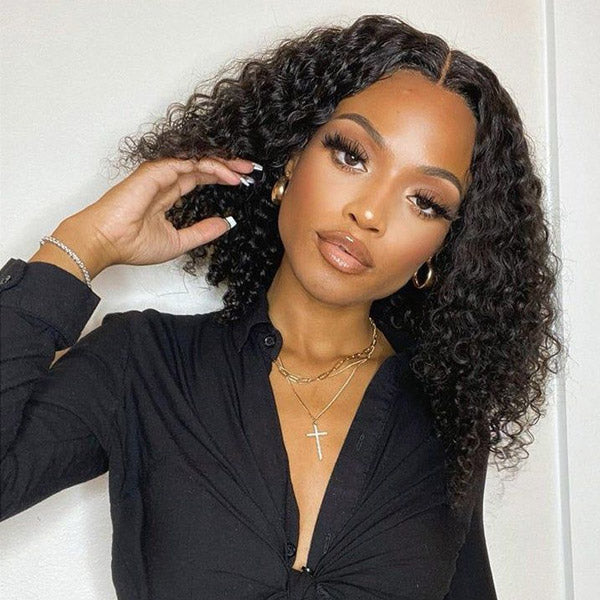 T Part Wig Curly Hair Lace Wigs Human Hair Short Bob Wigs
