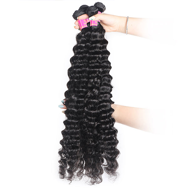 Meetu 10A Peruvian Human Hair 4 Bundles Deep Wave Virgin Remy Human Hair Weave